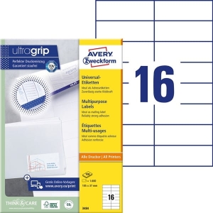 Etykiety uniwersalne Avery Zweckform trwałe  105 x 37 mm, 16 etykiet/A4/3484/