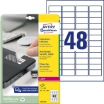 Etykiety zabezpieczające - plomby Avery Zweckform; A4, 20 ark./op., 45,7 x 21,2 mm, białe, poliestrowe  /L6113-20/