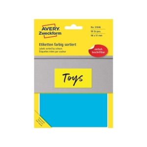 Etykiety do opisu ręcznego samoprzylepne 98x51mm AVERY ZWECKFORM trwałe 30 arkuszy 90 etykiet mix kolorów /51046/
