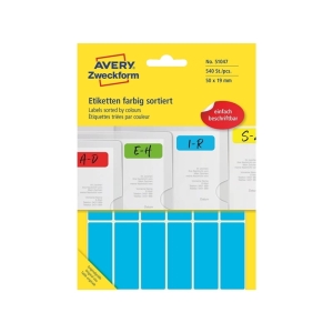 Etykiety do opisu ręcznego samoprzylepne 50x19mm AVERY ZWECKFORM trwałe 30 arkuszy 540 etykiet mix kolorów /51047/
