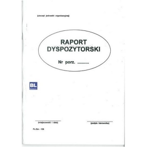 Druk raport dyspozytorski SM-106 TYPOGRAF A4 /02127/