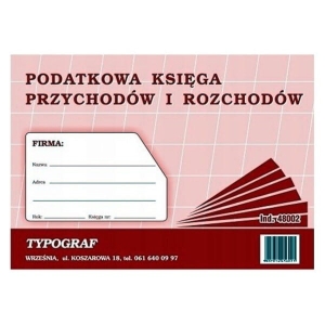 Druk offsetowy podatkowa księga przychodów i rozchodów A5 32 kartki  TYPOGRAF /48002/