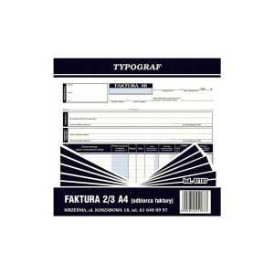 Druk samokopiujący faktura VAT netto 2/3 A4 80 kartek odbiorca faktury TYPOGRAF /01187/