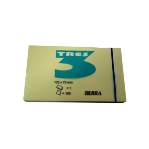 Notes samoprzylepny 75x125mm (76x127mm) 100 kartek pastelowy żółty TRES /NOTZ12575/