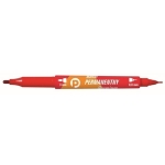 Marker permanentny dwustronny 0,8 i 3mm TETIS  czerwony 1szt. /KM501-C2/