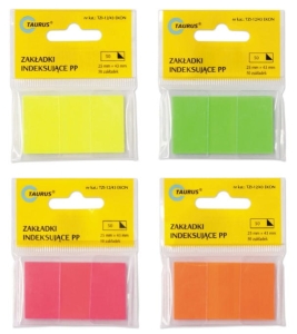 Zakładki indeksujące 25x43mm PP pomarańczowe TAURUS 50szt. /TZI-25/43 EKO/