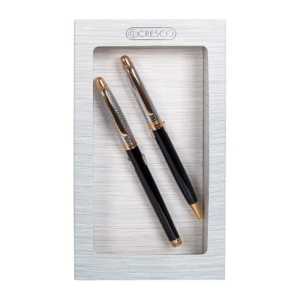 Zestaw upominkowy/komplet CRESCO MAJESTIC GIFT BOX BLACK pióro wieczne + długopis /8300890/
