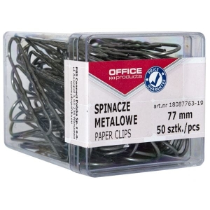 Spinacze biurowe 77mm OFFICE PRODUCTS 50szt srebrne /18087763-19/