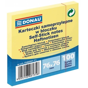 Notes samoprzylepny 76x76mm 100 kartek żółty DONAU /7586001-11/