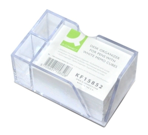 Przybornik na biurko Q-CONNECT z miejscem na długopisy i białymi karteczkami /KF15852/