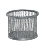 Pojemnik na przybory metalowy 90x68mm Q-CONNECT OFFICE SET srebrny /KF15104 /