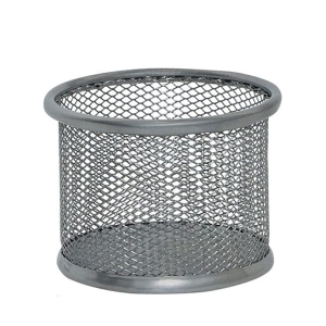 Pojemnik na przybory metalowy 90x68mm Q-CONNECT OFFICE SET srebrny /KF15104 /