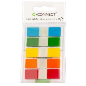 Zakładki indeksujące 12x45mm PP 5x20szt Q-CONNECT /KF14966/