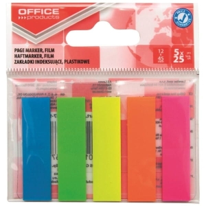 Zakładki indeksujące 12x45mm PP neon 5x25szt. OFFICE PRODUCTS 125szt. /14223637-99/