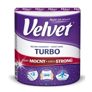 Ręcznik papierowy w roli higieniczny biały celuloza 3-warstwowy 300 listków VELVET TURBO 1 szt. /VLK-5220028/