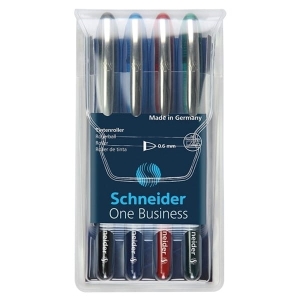 Zestaw piór kulkowych SCHNEIDER ONE BUSINESS 0,6mm 4szt. Mix kolorów /SR183094/