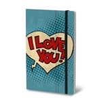 Notatnik z gumką 13x21cm/192 linia 80g STIFFLEX I LOVE YOU /SXN-038M/
