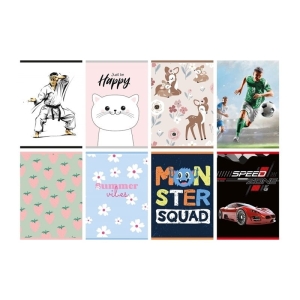 Zeszyt A5/32 kratka 70g z marginesem brak adresówki okładka laminowana GIMBOO mix wzorów 1szt. /16253171-99/