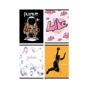 Zeszyt A5/32 linia 70g  z marginesem brak adresówki okładka laminowana GIMBOO mix wzorów 1szt. /16253271-99/