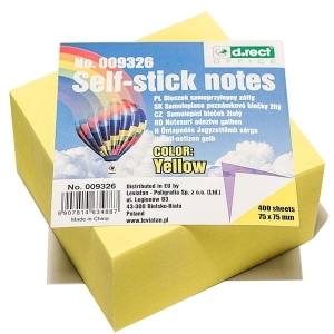 NOTES SAMOPRZYLEPNY 51x51mm 400 KARTEK ŻÓŁTY D.RECT 1szt.