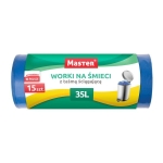 Worki na śmieci MASTER Z TAŚMĄ 35l dwuwarstwowe niebieskie 15 sztuk