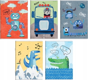 ZESZYT A5 16K TRZYLINIA KOLOROWA TOP 2000 BOY'S CARD MIX WZORÓW 1szt.