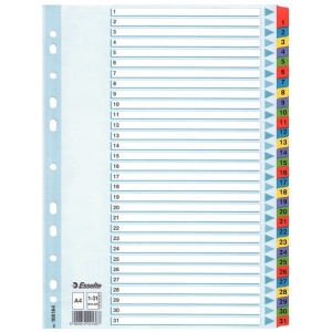 Przekładki ESSELTE MYLAR kartonowe 1-31 A4 numeryczne
