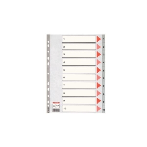 Przekładki A4 PP 1-10 numeryczne szare ESSELTE /100105/