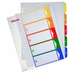 Przekładki ESSELTE plastikowe z PP do nadruku 1-5 A4 numeryczne kolorowe