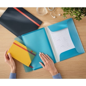 Teczka z gumką A4 PP LEITZ COSY z wewnętrzną kieszenią niebieska morska  /46190061/