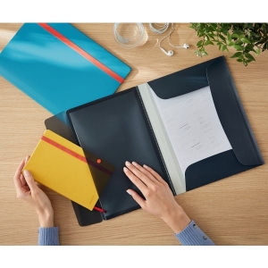 Teczka z gumką A4 PP LEITZ COSY z wewnętrzną kieszenią szara aksamitna /46190089/