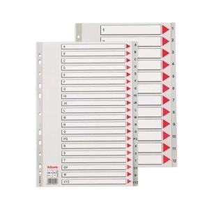 Przekładki A4 MAXI PP A-Z alfabetyczne szare ESSELTE /100129/