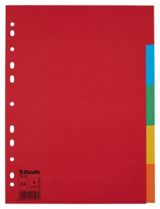 PRZEKŁADKI A4 KARTONOWE 1-5 BEZ NADRUKU KOLOROWE ESSELTE