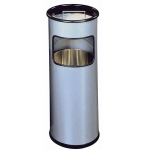 Kosz na śmieci okrągły metalowy z popielnicą srebrny 333023