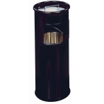 Kosz na śmieci okrągły metalowy z popielnicą czarny 333001