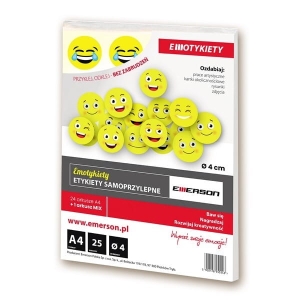 Etykiety papierowe 40mm okrągłe żółte emotikony 25ark 600 etykiet /ETOKZOL003X025X012/