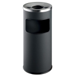 Kosz na śmieci okrągły SAFE metalowy z popielnicą antracytowy 3332 58