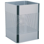Kosz na śmieci kwadratowy metalowy 18,5l perforacja 165mm srebrny 3321 23