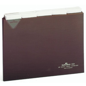 Zakładki poziome A5 do kartoteki 5/5 z wsuwanymi indeksami 40 mm wykonane z twardego PCW 0,3mm brązowe 25 szt. 3151 11