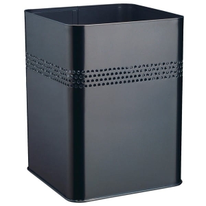 Kosz na śmieci kwadratowy metalowy 18,5l z perforacją 30mm czarny 332001