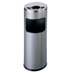 Kosz na śmieci SAFE okrągły metalowy z popielnicą srebrny 333223