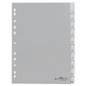 Przekładki A4 PP zgrzane wymienne indeksy 10 części szare 6441 10
