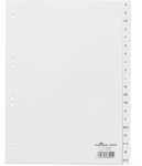 Zakładki A4 wykonane z PP nadrukowane indeksy A-Z białe 615002