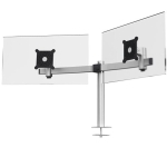 Uchwyt na 2 monitory LCD 21-27'' montaż w otworze blatu srebrny /508623/