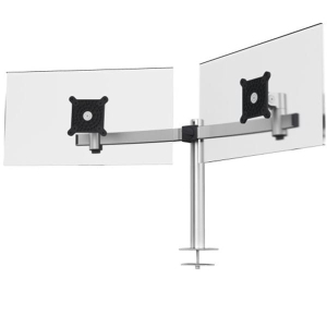 Uchwyt na 2 monitory LCD 21-27'' montaż w otworze blatu srebrny /508623/