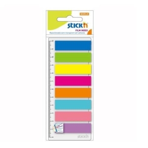 Zakładki indeksujące 12x45mm PP 8x25 szt. z linijką STICKN  /21345/