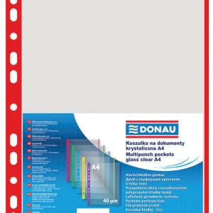 Koszulka zawieszkowa groszkowa A4 DONAU z czerwonym brzegiem 100 sztuk  /1774100PL-04/