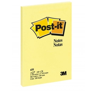 Notes samoprzylepny 102x152 mm 100 kartek 659 żółty 3M POST-IT (3dni) /3M-ft510010612/