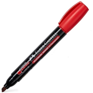 Marker permanentny ścięty 2-5mm FABEL-CASTELL 54 czerwony 1szt. /157921 FC/