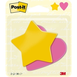 Notes samoprzylepny 70x72mm 2x30 kartek gwiazdka i serduszko 3M POST-IT /3M-4054596856455/